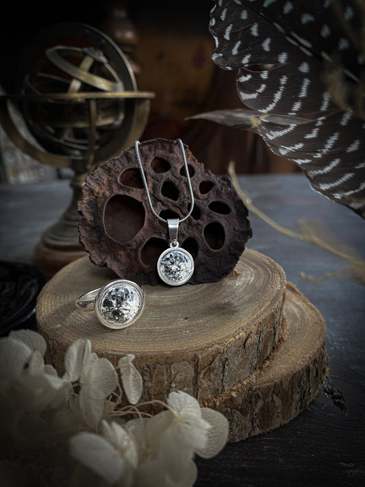 SET PLATINUM ELEGANCE MOON | ANELLO + COLLANA