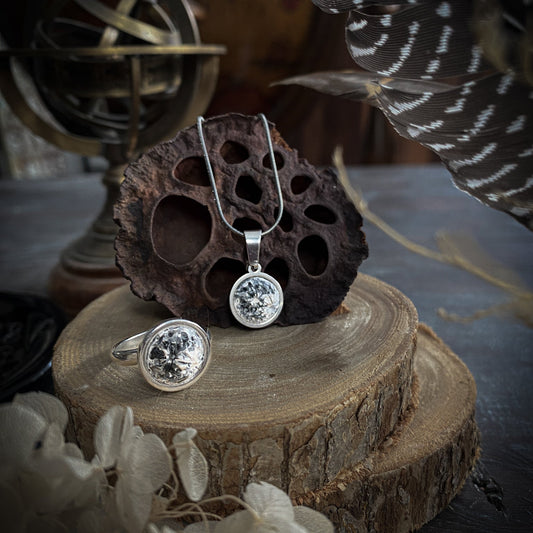 SET PLATINUM ELEGANCE MOON | ANELLO + COLLANA
