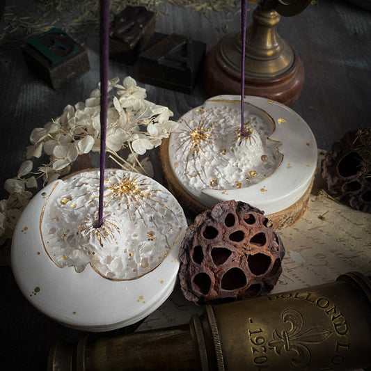 Lunar Eclipse | Moon on the Moon | Porta Incenso in Ceramica e Lustro Oro o Platino