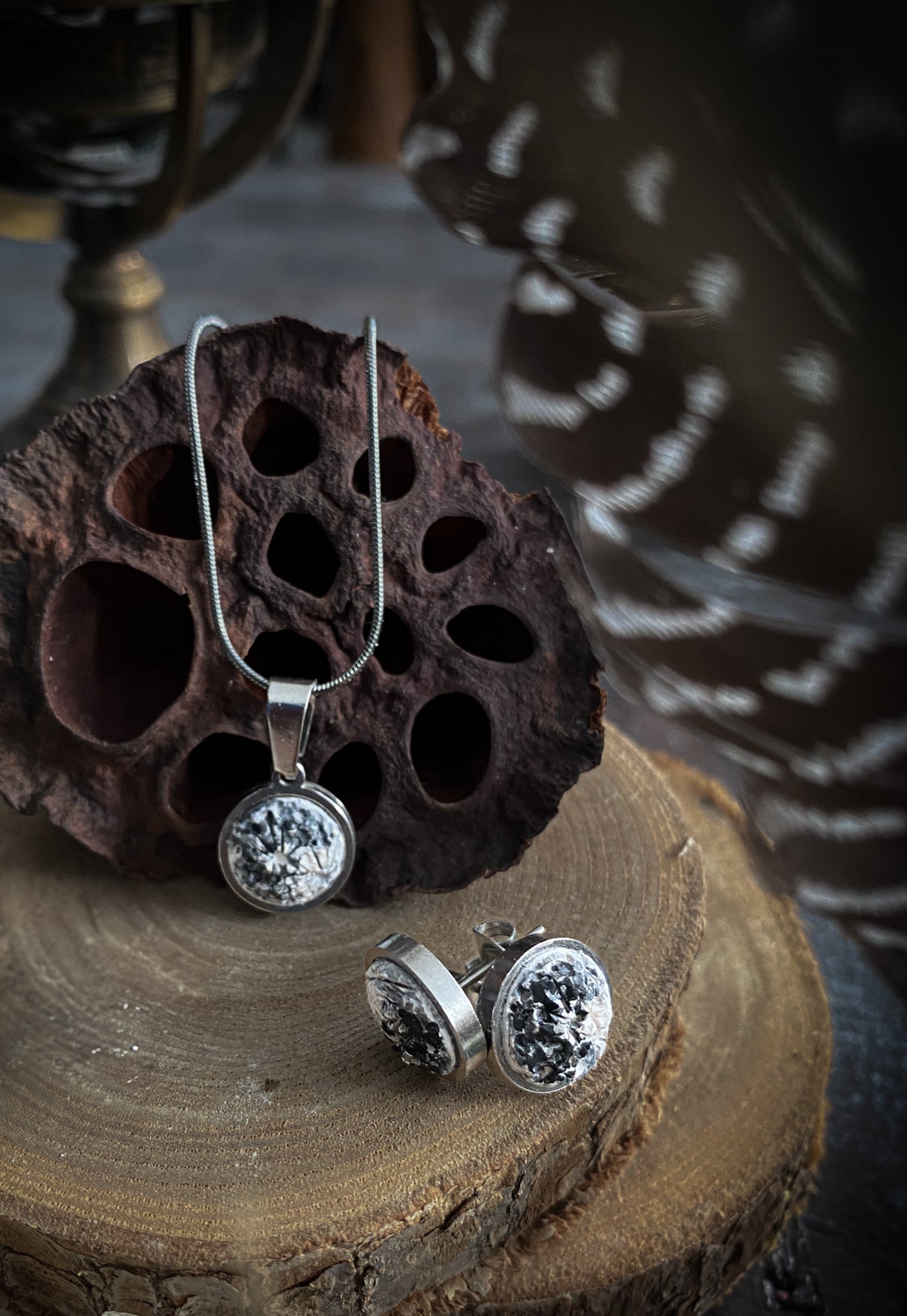 SET PLATINUM ELEGANCE MOON | ORECCHINI + COLLANA