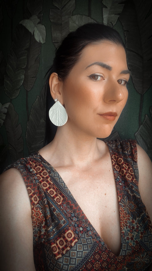 Boho Drop |Coppia di Orecchini grandi a goccia con texture in ceramica