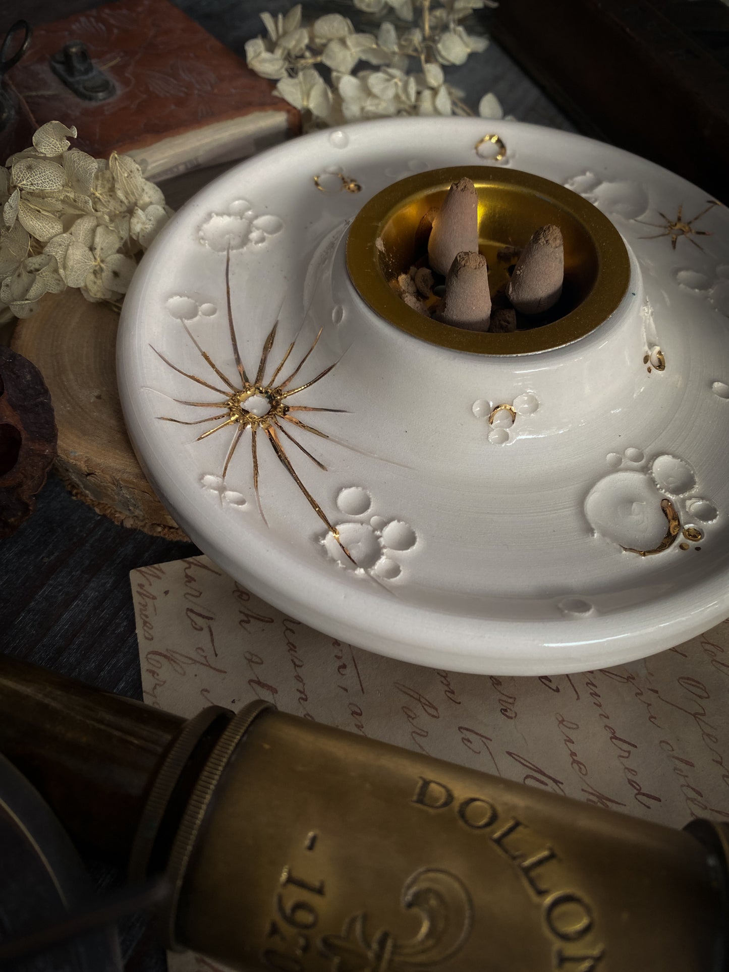 White and Gold Full Moon Fire | Bruciatore Luna in Ceramica