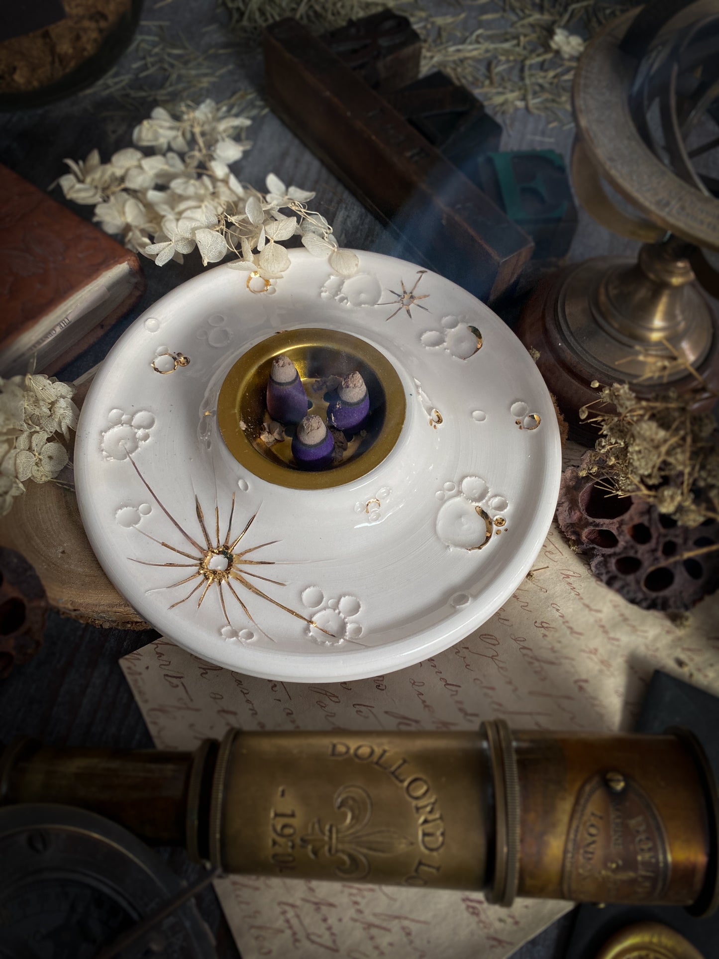 White and Gold Full Moon Fire | Bruciatore Luna in Ceramica