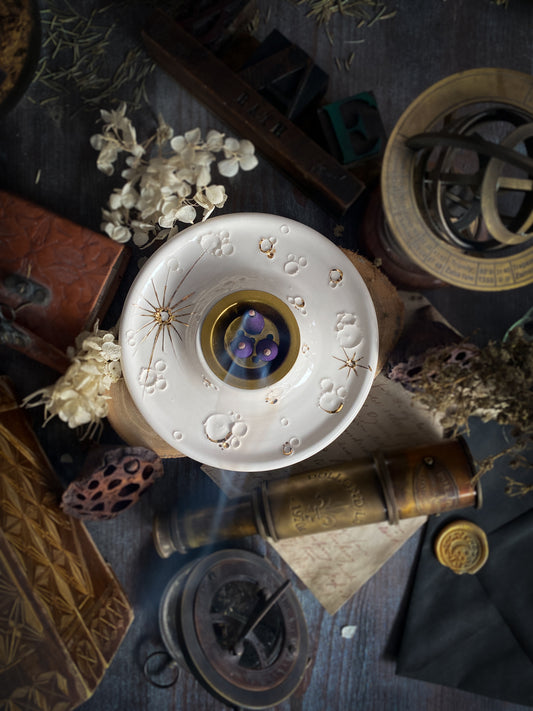 White and Gold Full Moon Fire | Bruciatore Luna in Ceramica