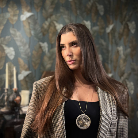 Gold Small Moon | Ciondolo Luna in Ceramica e Lustro Oro