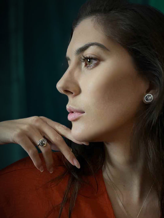 SET PLATINUM ELEGANCE MOON | ANELLO + ORECCHINI