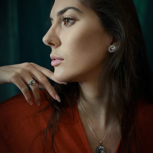 SET PLATINUM ELEGANCE MOON | ANELLO + ORECCHINI + COLLANA