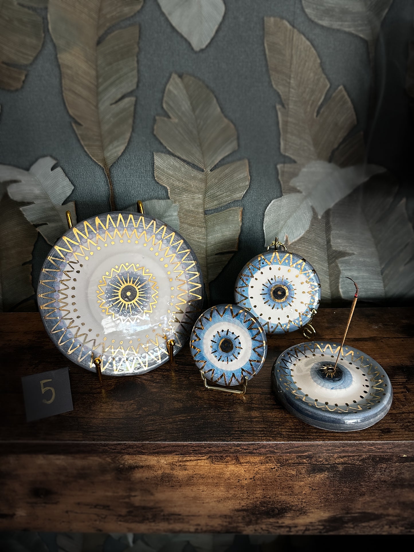 SET: Trittico + Portaincenso Protezione Casa con Occhio di Nazar