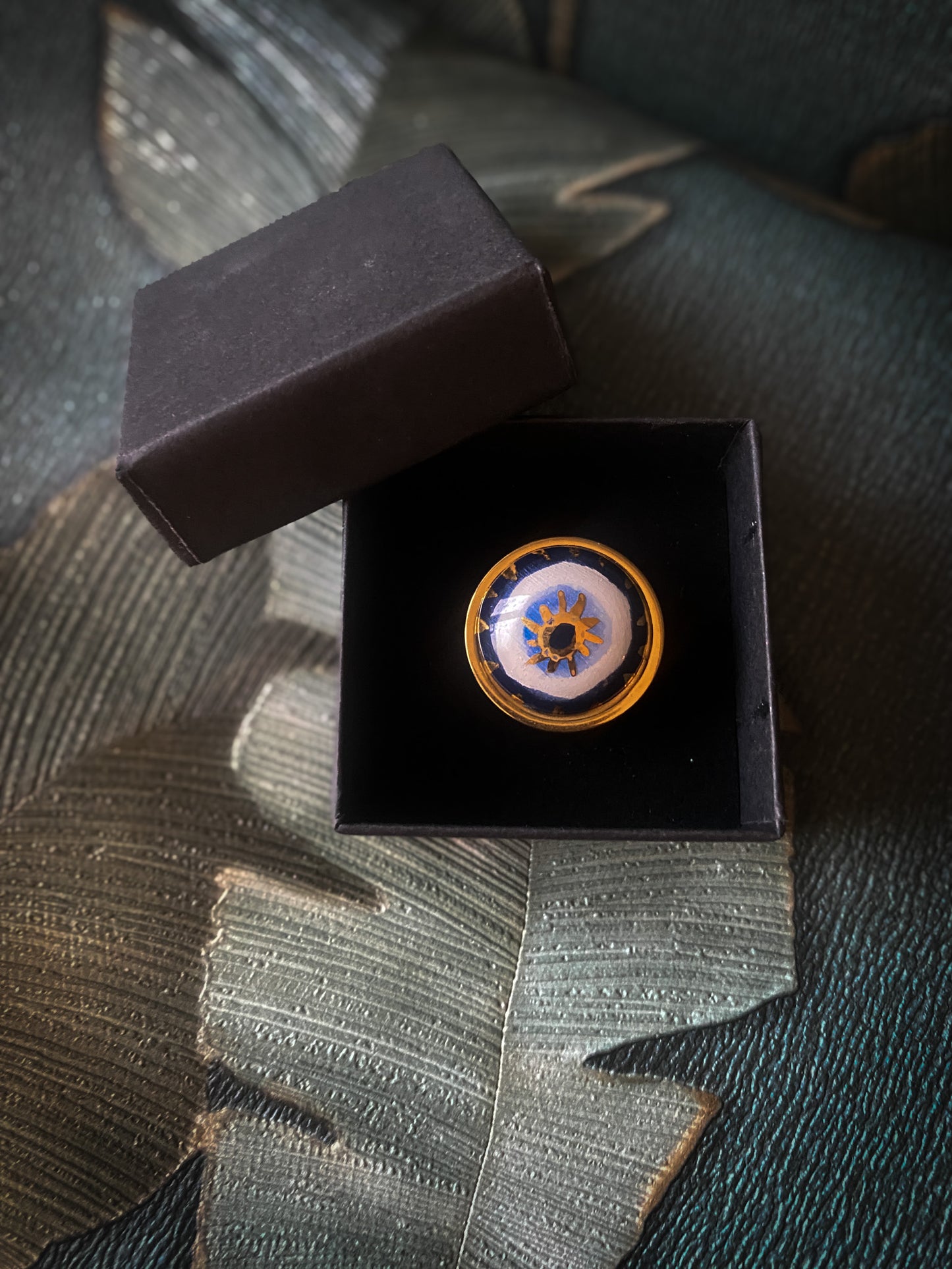 Gold Nazar Eye | Ciondolo e Anello Protezione occhio in ceramica