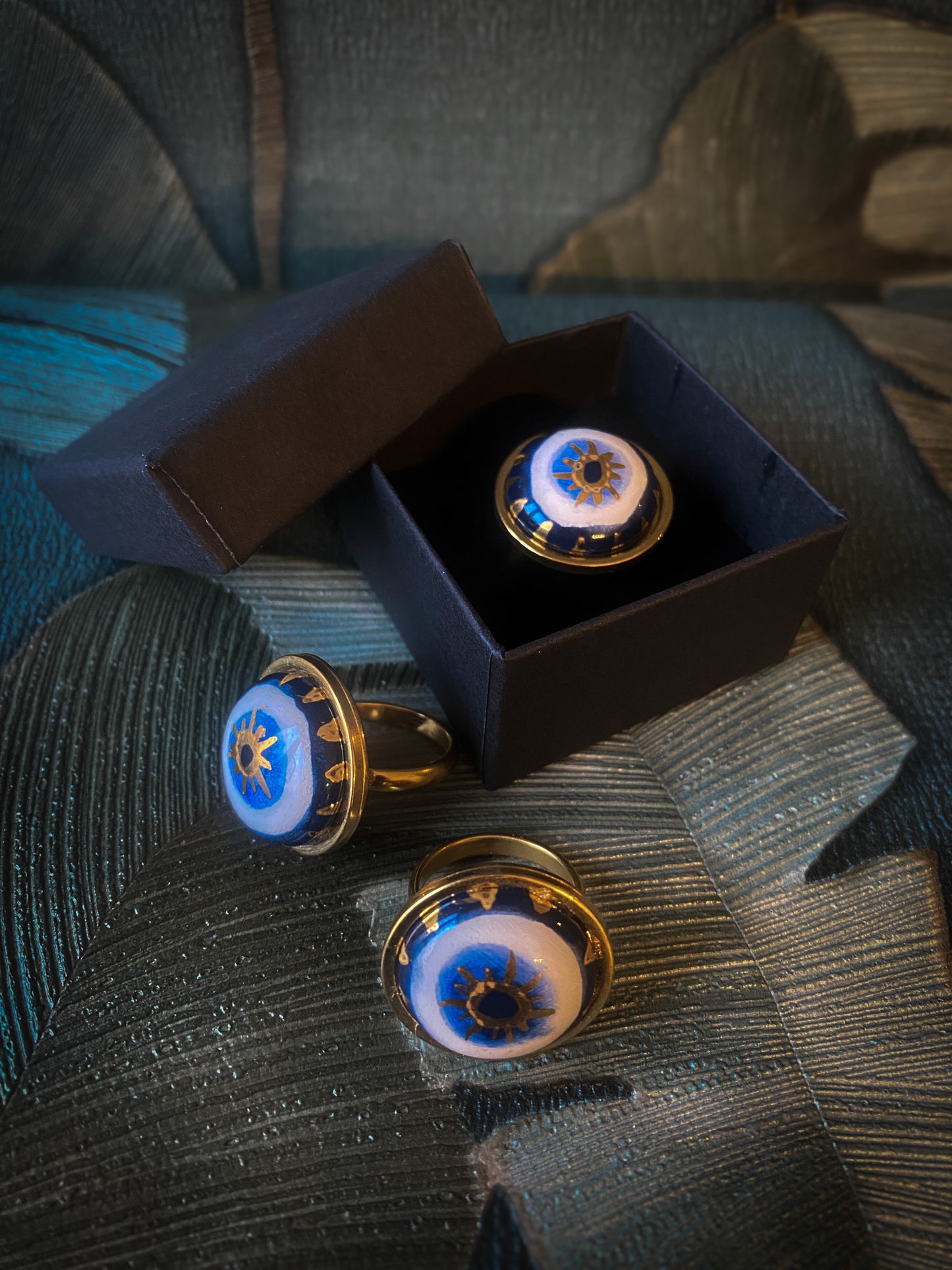 Gold Nazar Eye | Ciondolo e Anello Protezione occhio in ceramica