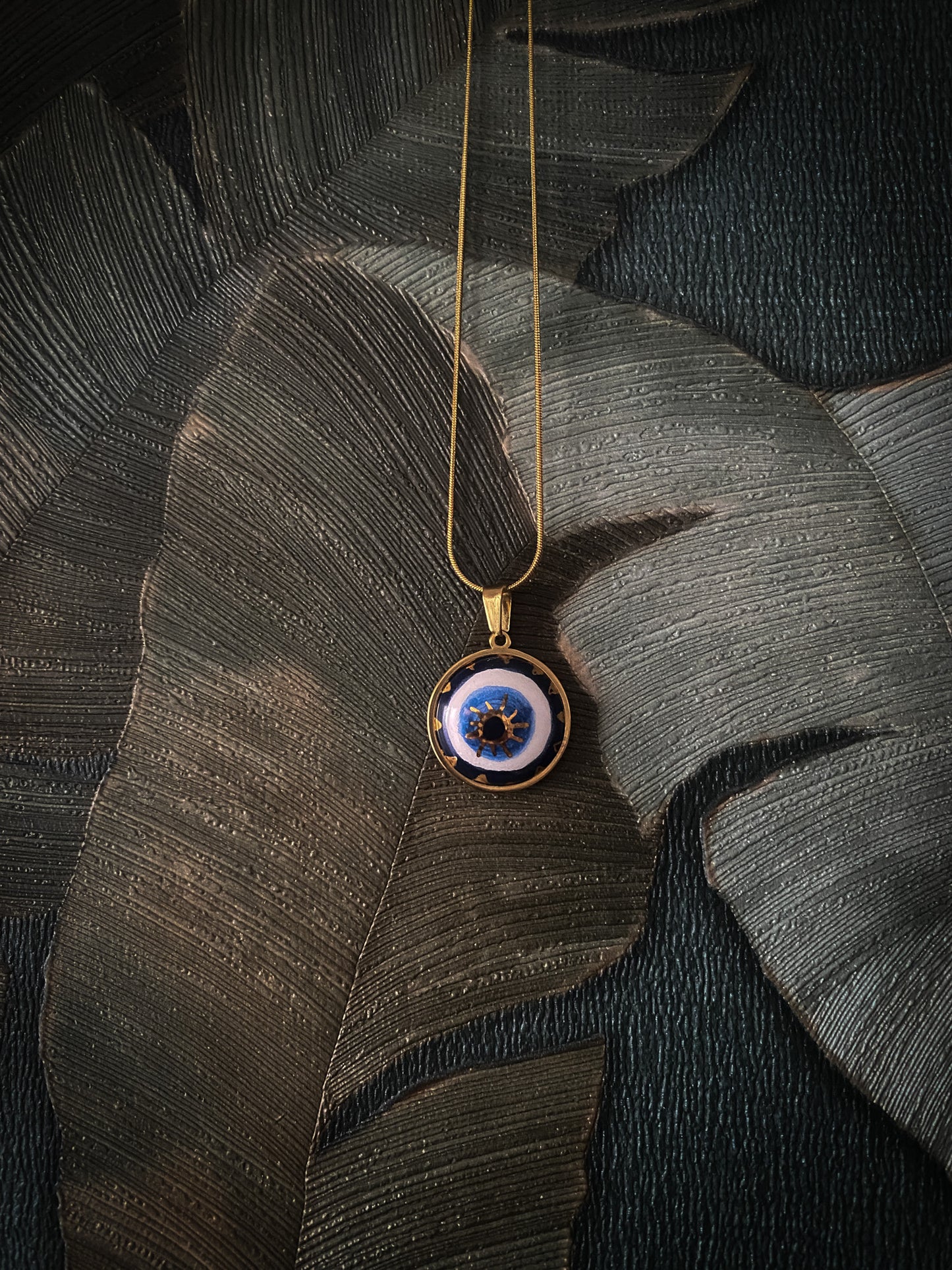 Gold Nazar Eye | Ciondolo e Anello Protezione occhio in ceramica