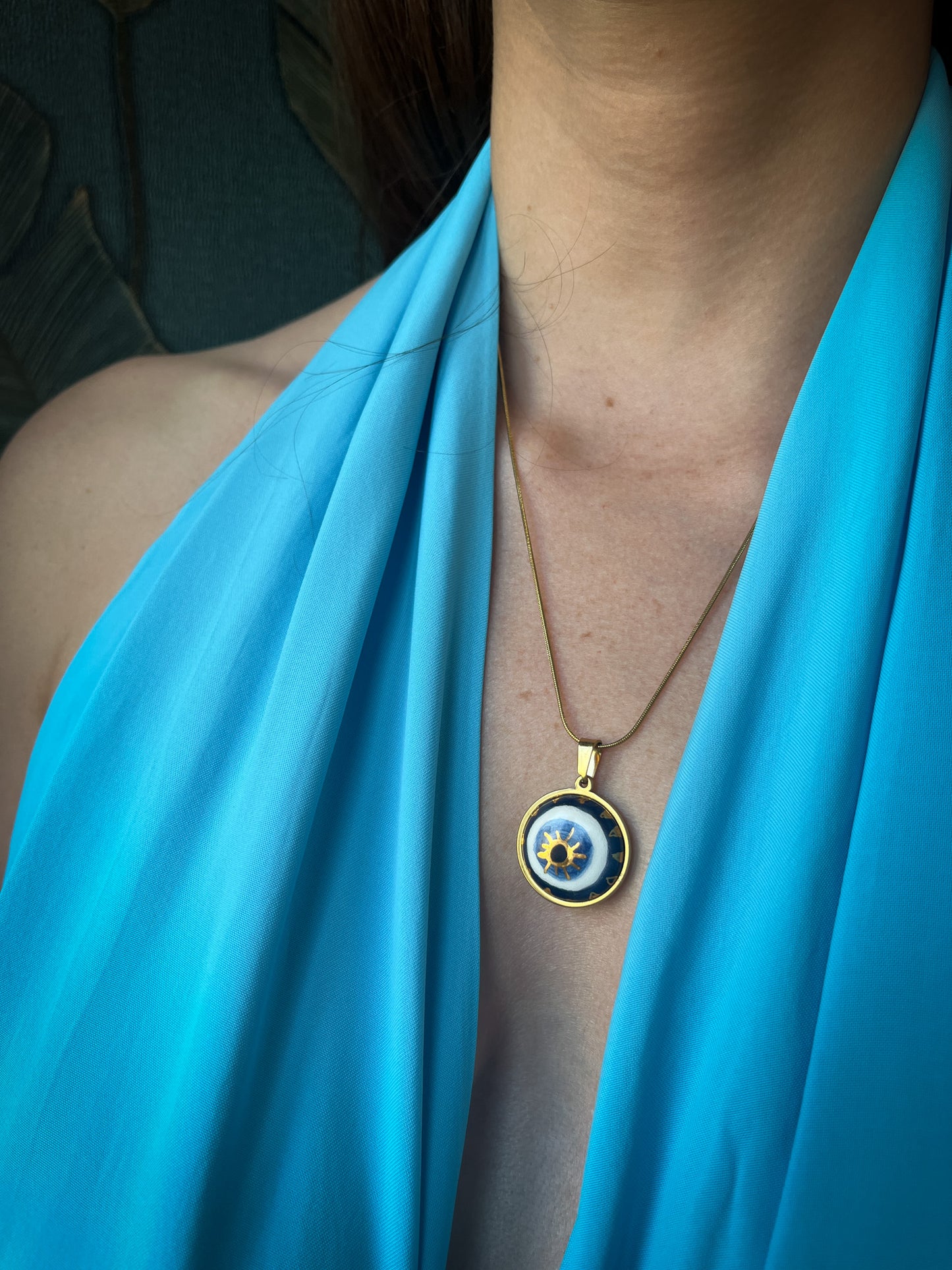 Gold Nazar Eye | Ciondolo e Anello Protezione occhio in ceramica