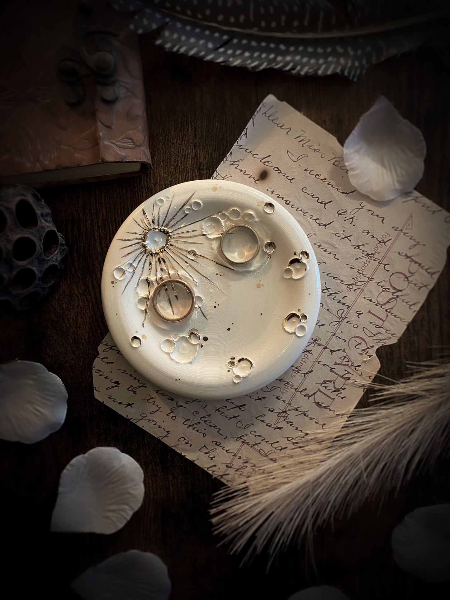 White | Piattino Luna in Ceramica