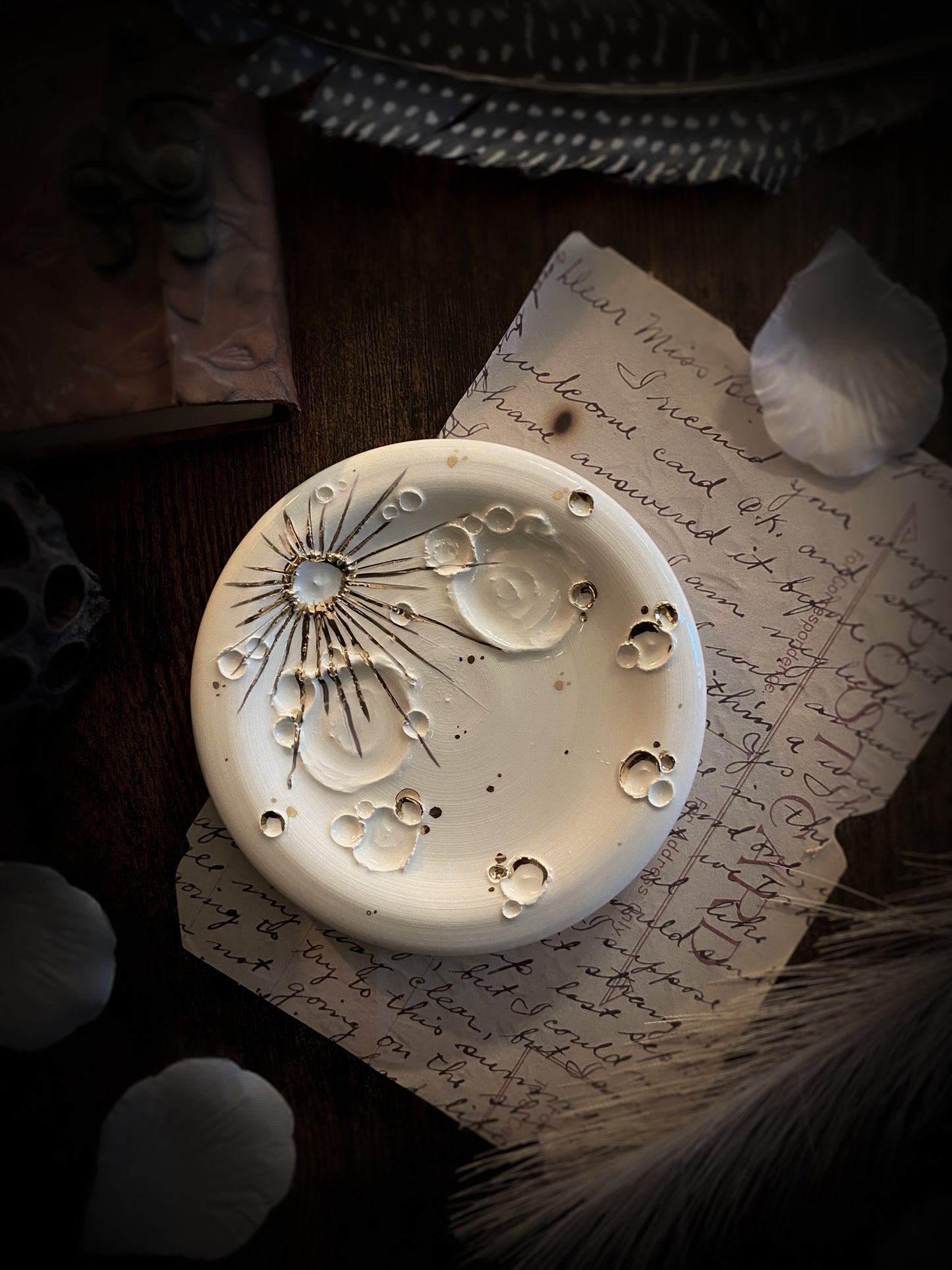 White | Piattino Luna in Ceramica