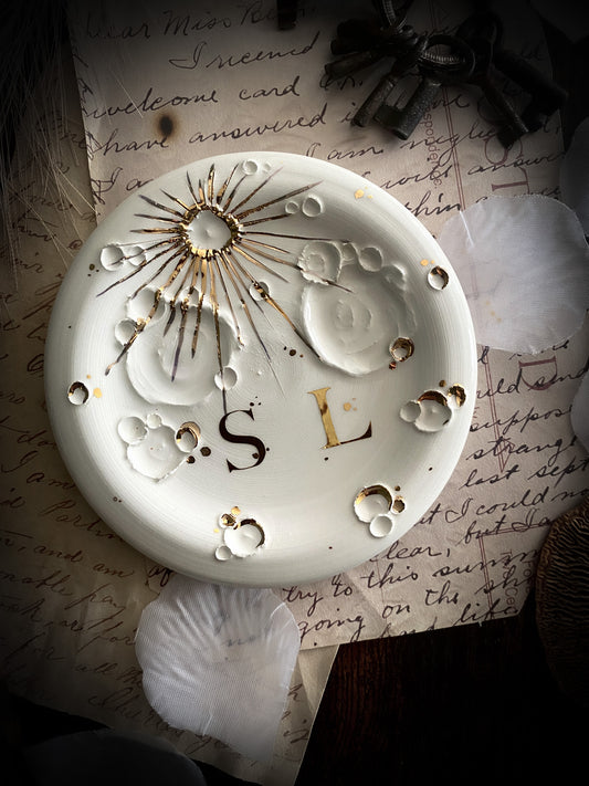 White | Piattino Luna in Ceramica