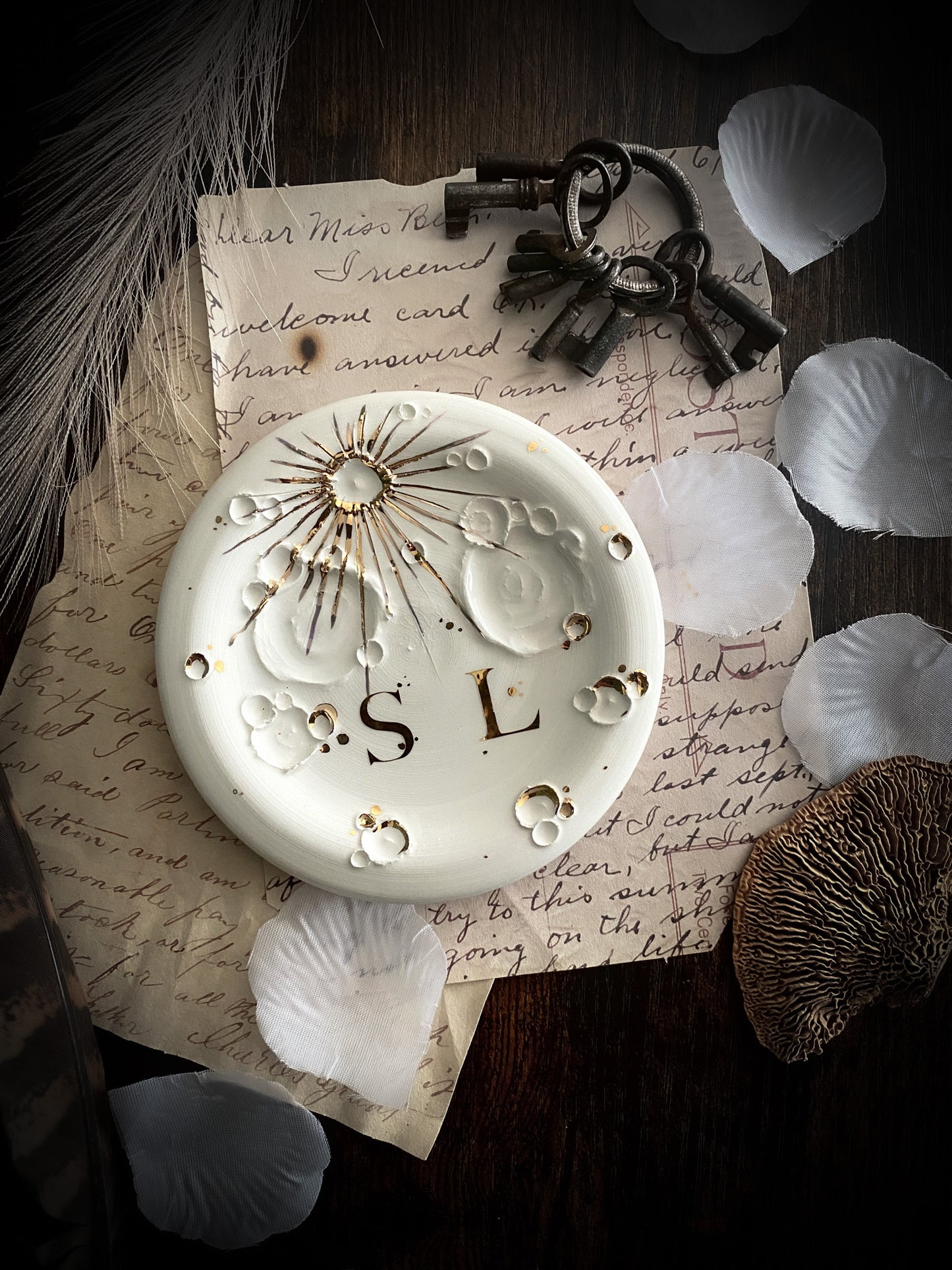 White | Piattino Luna in Ceramica