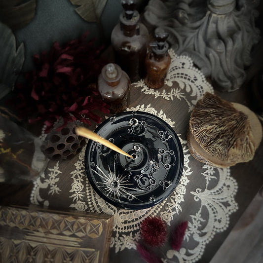 Black and Platinum Full Moon | Porta incenso Luna in Ceramica