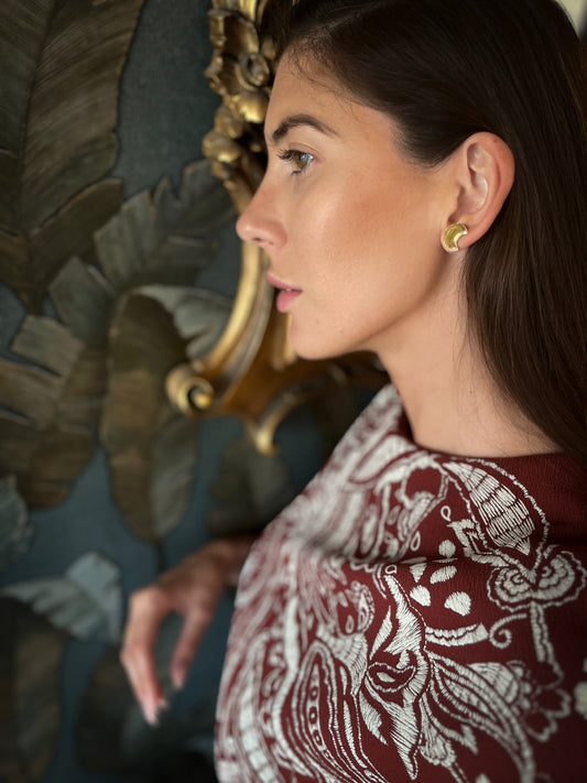 Semplicity Moon | Orecchino a lobo luna bianco oro platino madreperla in ceramica