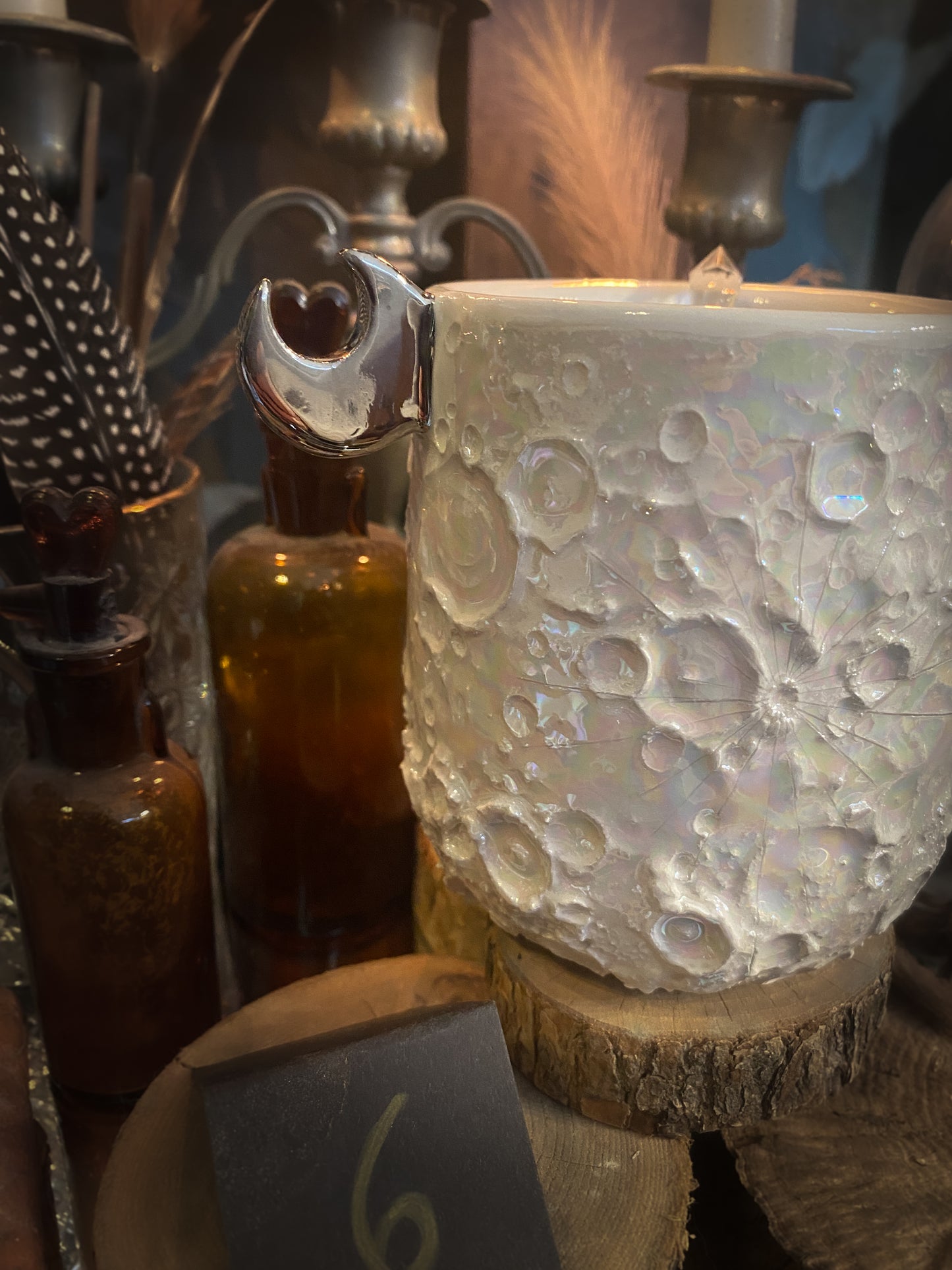 Moonlight Platinum| Tazza Lunare in Ceramica e lustro Platino e Madreperla