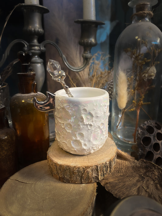 Baby Moonlight Platinum | Tazzina Lunare in ceramica Lustro Platino e Madreperla