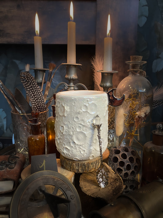 Moonlight Platinum| Tazza Lunare in Ceramica e lustro Platino e Madreperla