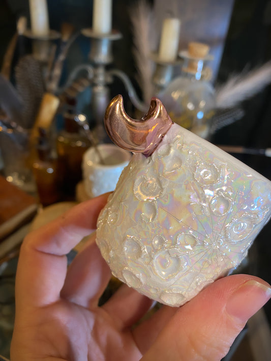 Baby Moonlight Rose Gold | Tazzina Lunare in ceramica Lustro Oro Rosa e Madreperla
