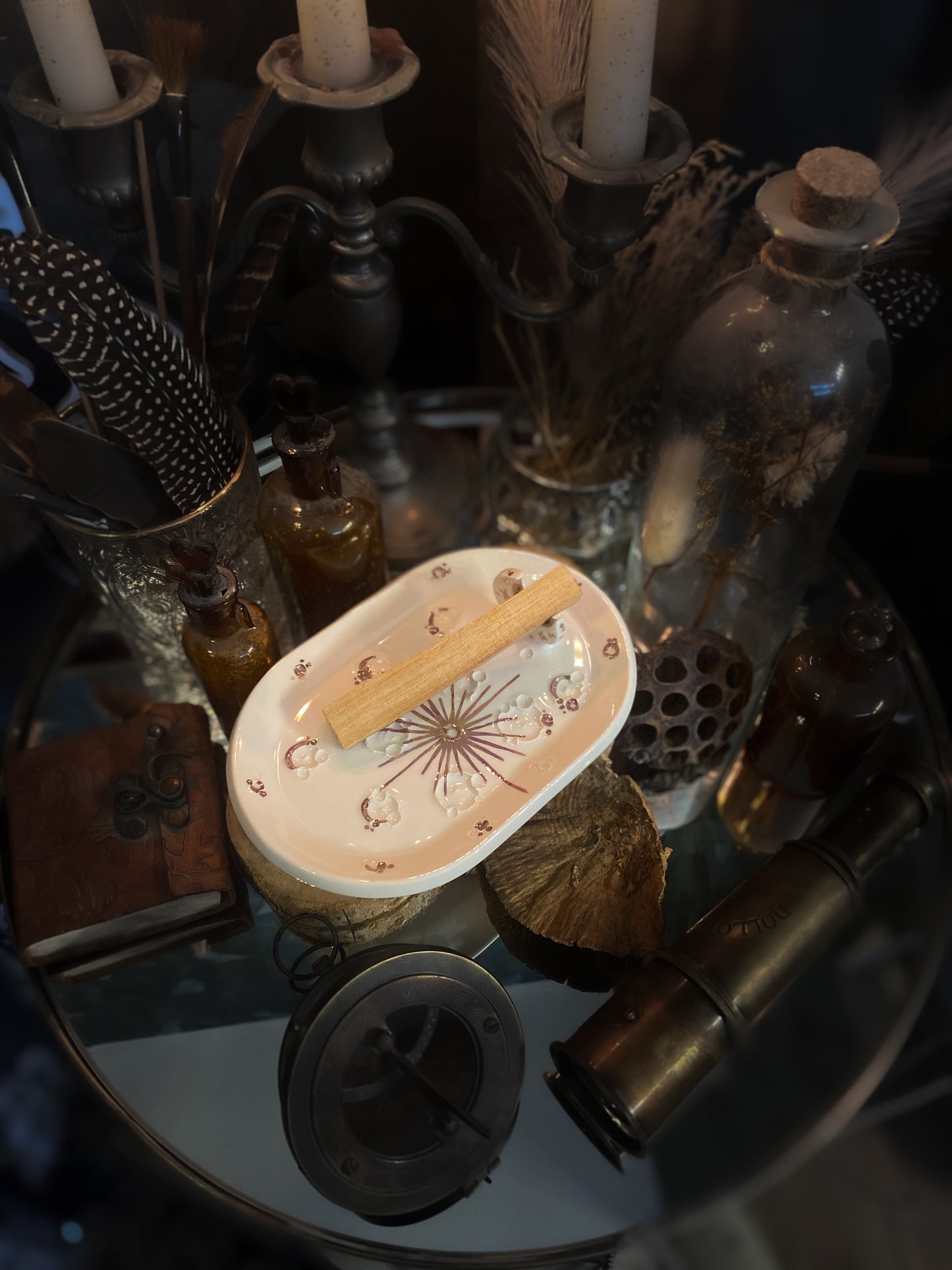 White and Rose Gold | Piattino Luna in Ceramica e Lustro Oro Rosa