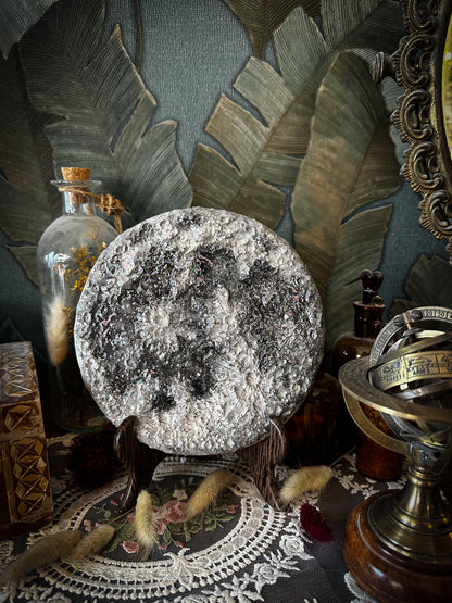 Luna piena iridescente in ceramica, formato medio, terza della serie