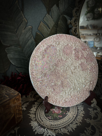 Luna Rosa 2026 grande: luna in ceramica rosa da 24 cm da appendere alla parete