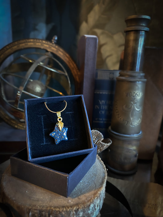 Blue Star | Ciondolo stellina blu e oro in Ceramica