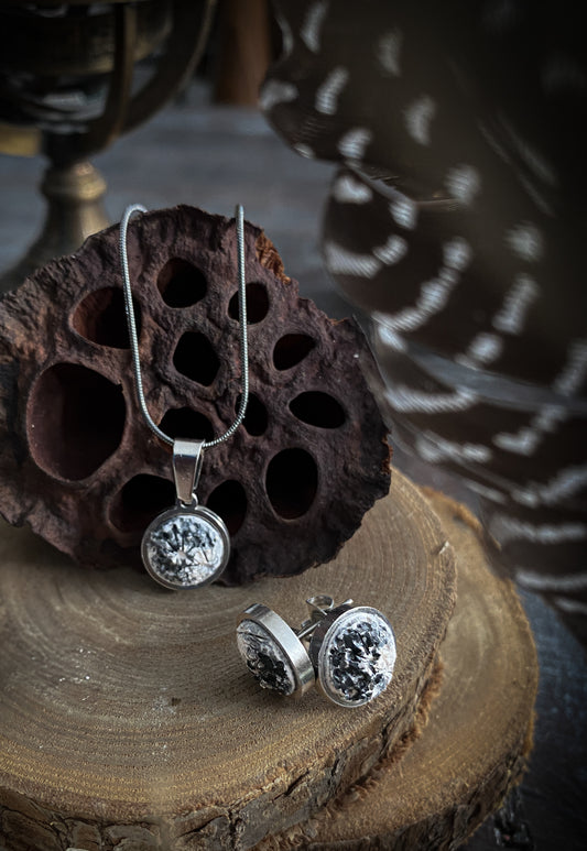 SET PLATINUM ELEGANCE MOON | ORECCHINI + COLLANA