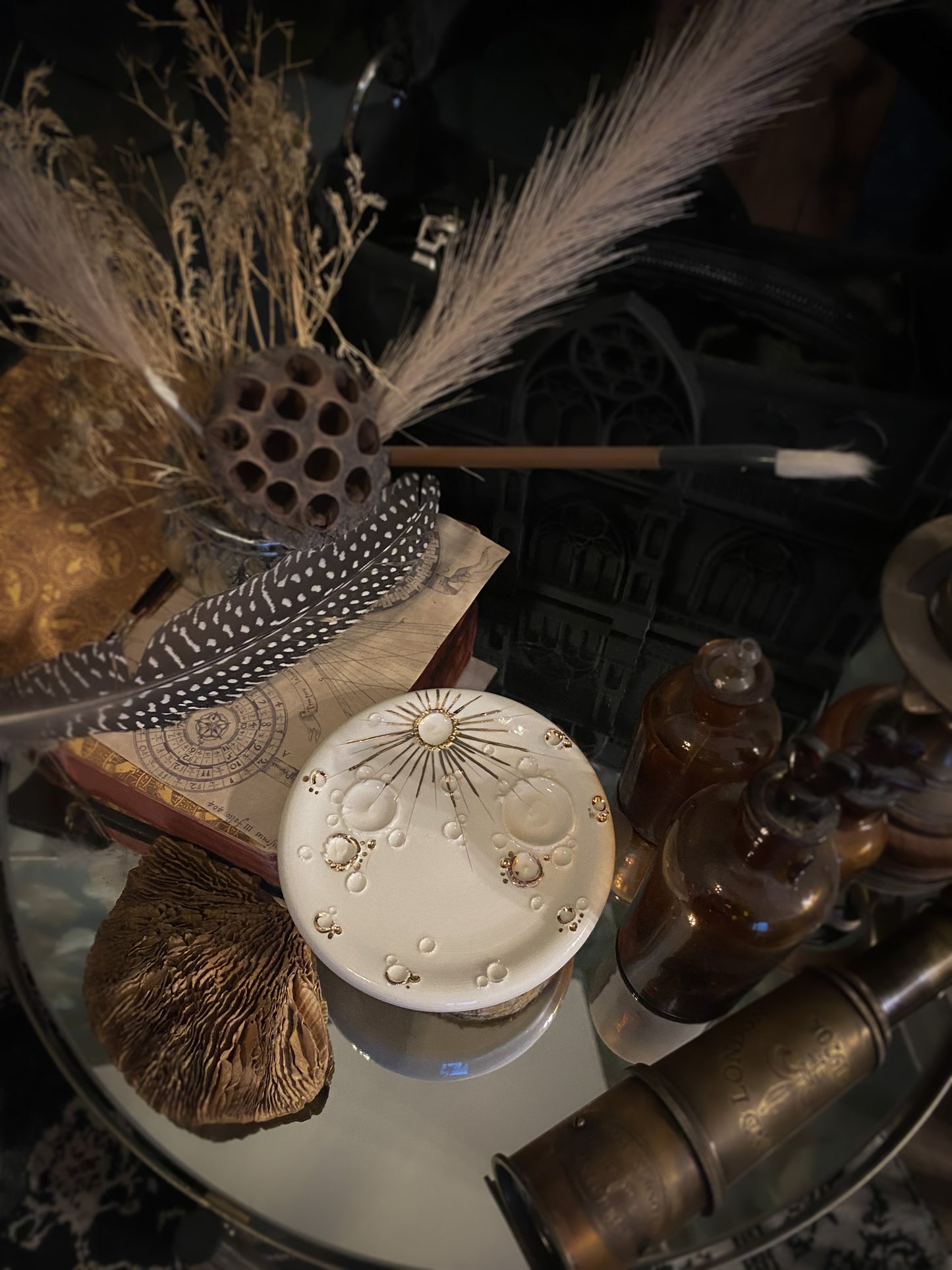 White | Piattino Luna in Ceramica