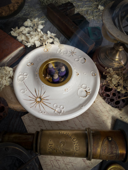 White and Gold Full Moon Fire | Bruciatore Luna in Ceramica