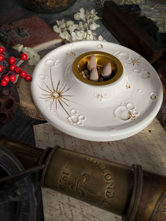 White and Gold Full Moon Fire | Bruciatore Luna in Ceramica
