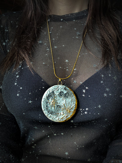 Gold Small Moon | Ciondolo Luna Oro in Ceramica