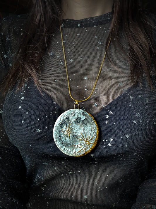Gold Small Moon | Ciondolo Luna Oro in Ceramica
