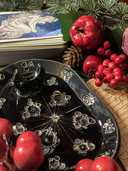 Black and Platinum | Piattino Luna ovale in Ceramica