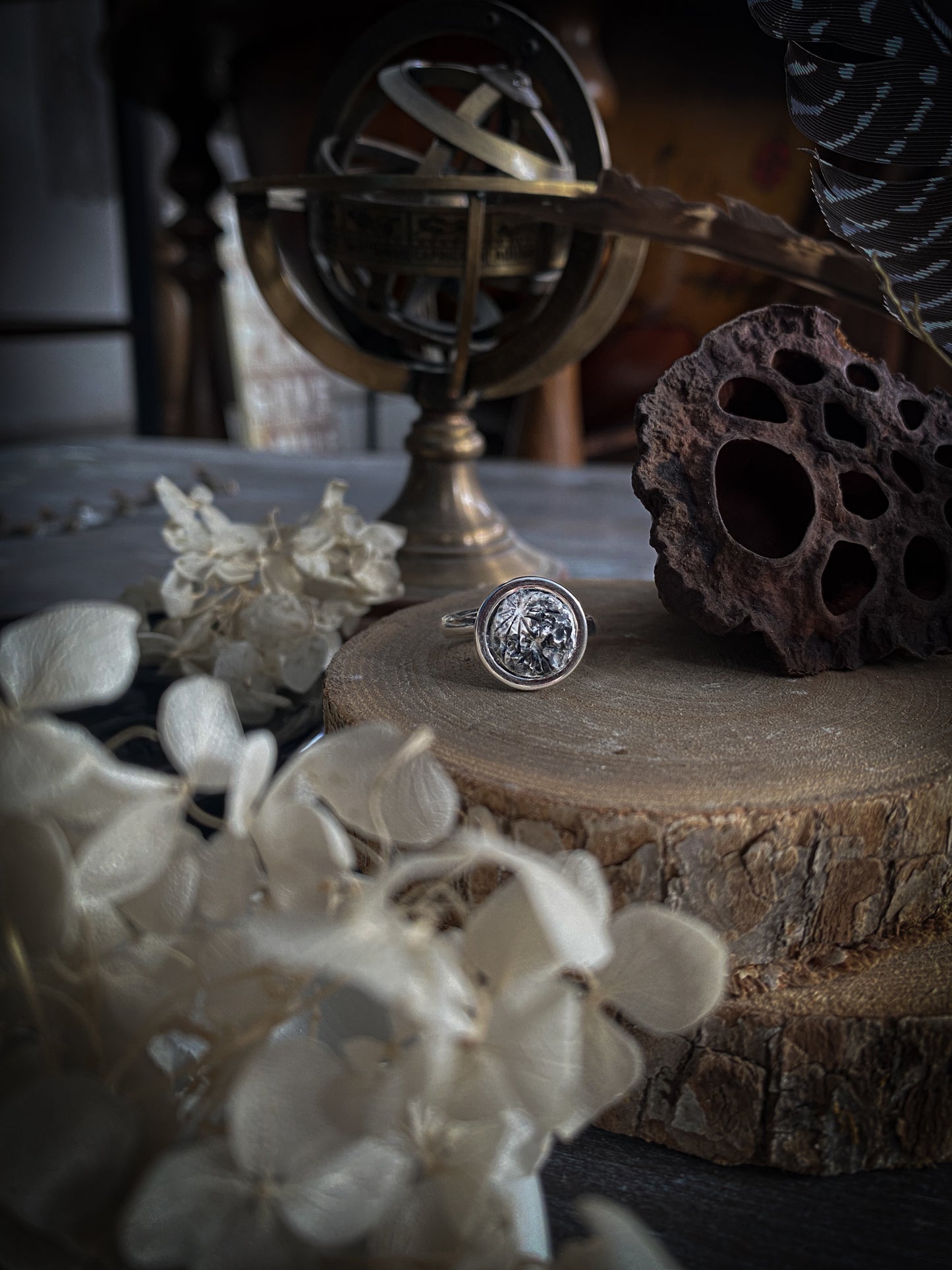 Platinum Elegance Moon | Anello Luna in Porcellana