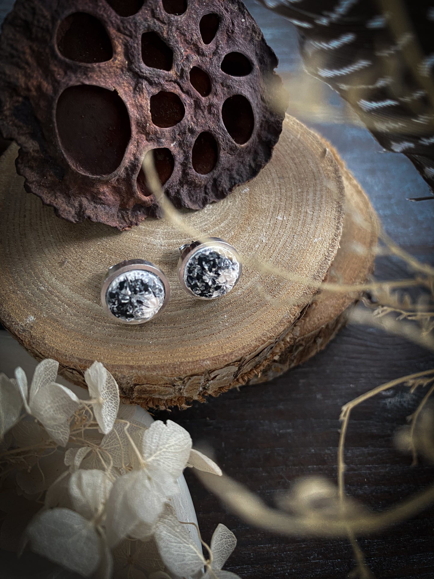 Gold Elegance Moon | Orecchini Luna in Porcellana