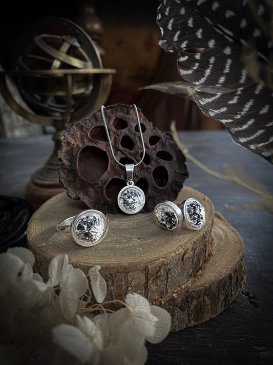 SET PLATINUM ELEGANCE MOON | ANELLO + ORECCHINI + COLLANA