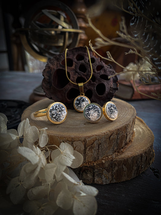 SET GOLD ELEGANCE MOON | ANELLO + ORECCHINI + COLLANA