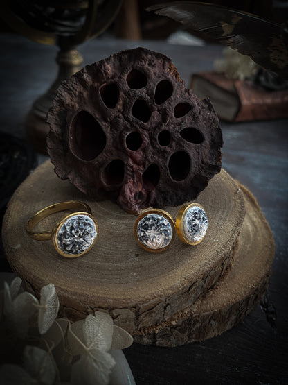 SET GOLD ELEGANCE MOON | ANELLO + ORECCHINI