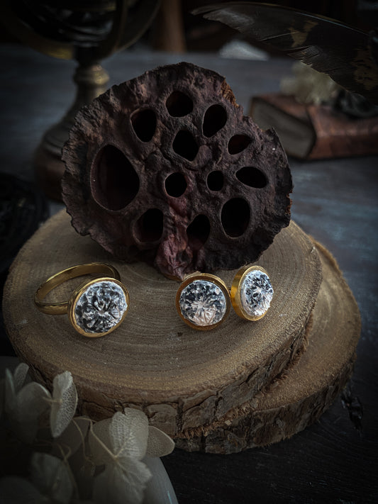 SET GOLD ELEGANCE MOON | ANELLO + ORECCHINI