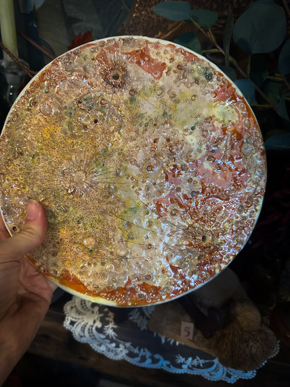 Decorazione da parete a luna piena grande in ceramica, Luna del Raccolto di settembre — n. V