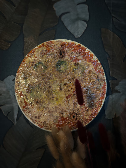 Decorazione da parete a luna piena grande in ceramica, Luna del Raccolto di settembre — n. VI