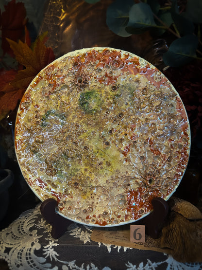 Luna del Raccolto grande in ceramica — Luna dell'Equilibrio n. VI, campo dorato con due fasce rosse