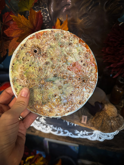 Decorazione da parete a luna piena in ceramica, Luna del Raccolto di settembre — n. I