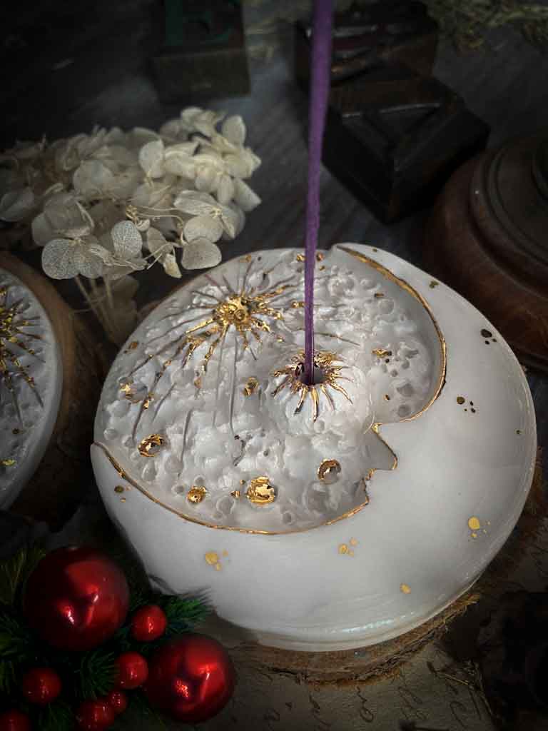 Lunar Eclipse | Moon on the Moon | Porta Incenso Lunare in Ceramica