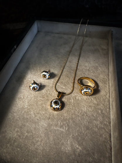 Nazar Eye XS | Ciondolo, anello e orecchini Ceramica e Lustro Oro