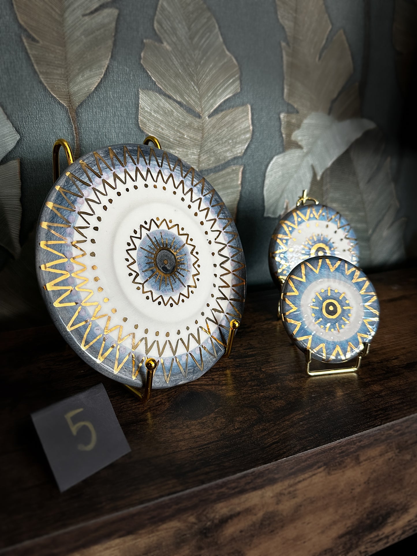 Trittico Occhio di Protezione in Ceramica e Lustro Oro